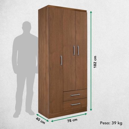 Kingshouse | Ropero De 6 Puertas con 2 Cajones – Color Café – Barra para Colgar – Estructura MDP – Mueble Organizador De Ropa – Armario para Casa, Recámara y Hogar