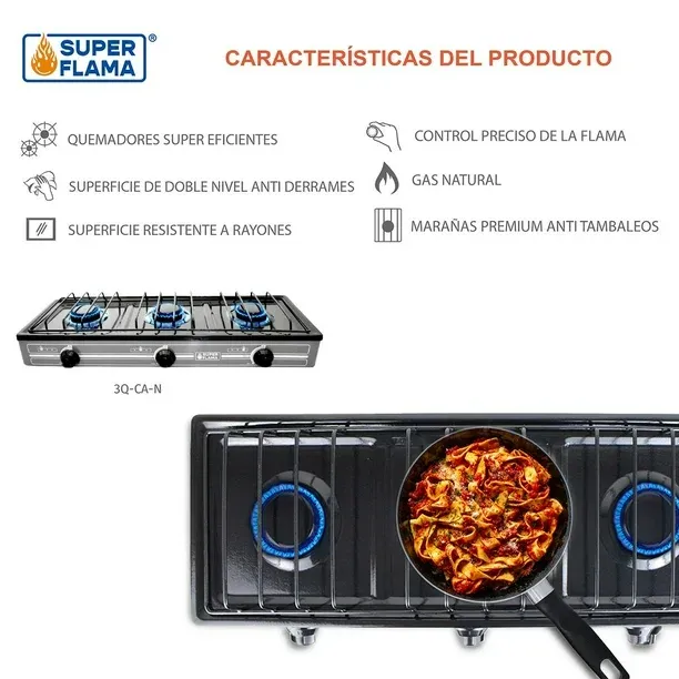 Combo TRIPLE FAMA Estufa 3 Quem, kit conexión y Tanque Super Flama Combo TRIPLE FAMA Estufa 3 Quem, kit conexión y Tanque