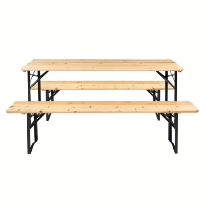 Conjunto De Mesa Y Banco Plegable De Dos Patas, Mesa De Picnic Con Tapa De Madera Plegable, Conjunto De Muebles De Exterior De Madera Maciza Para Actividades Al Aire Libre Y Jardín