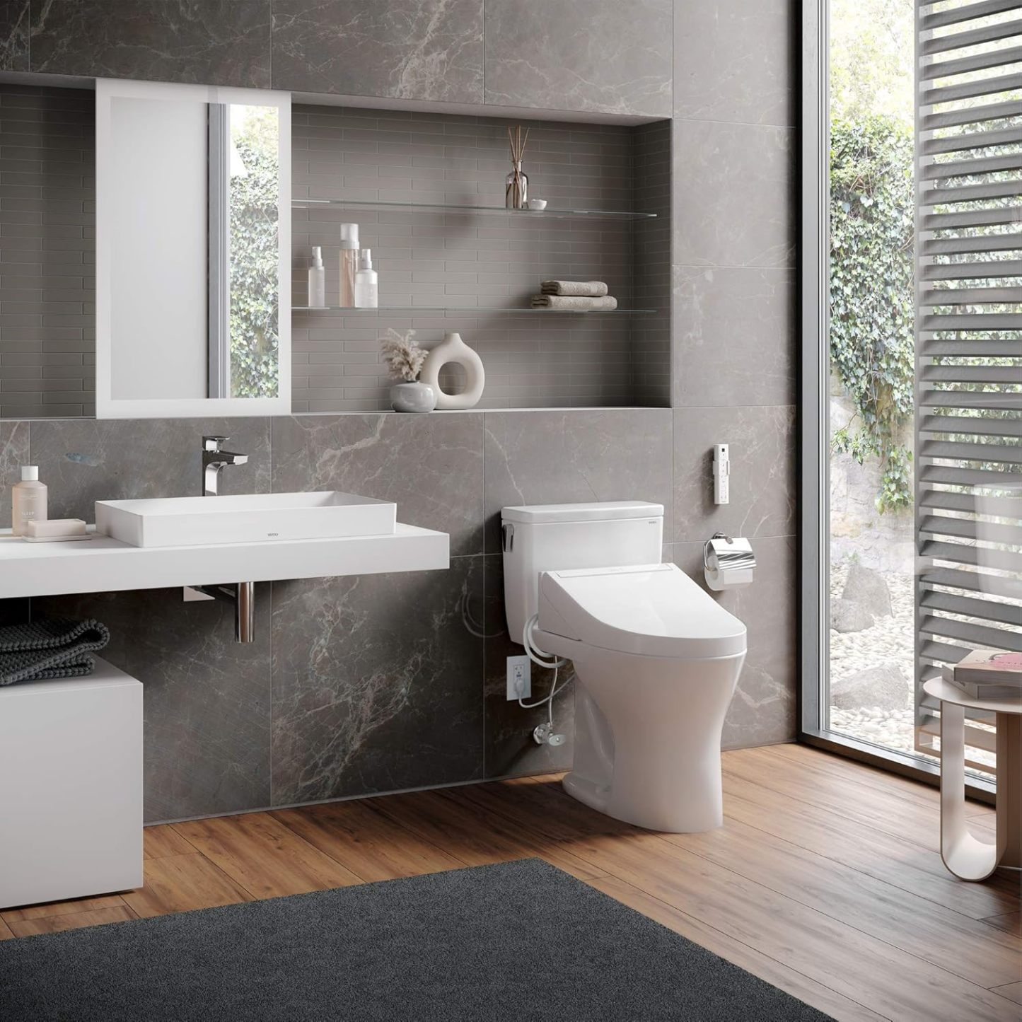 TOTO WASHLET C5 - Asiento de inodoro electrónico para bidé con limpieza PREMIST y EWATER+, alargado, algodón blanco, SW3084#01