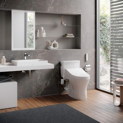 TOTO WASHLET C5 - Asiento de inodoro electrónico para bidé con limpieza PREMIST y EWATER+, alargado, algodón blanco, SW3084#01