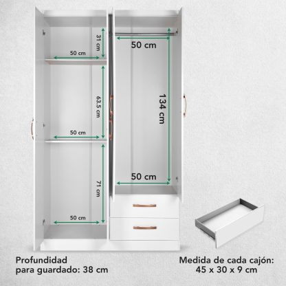 Kingshouse | Ropero De 6 Puertas con 2 Cajones – Color Café – Barra para Colgar – Estructura MDP – Mueble Organizador De Ropa – Armario para Casa, Recámara y Hogar