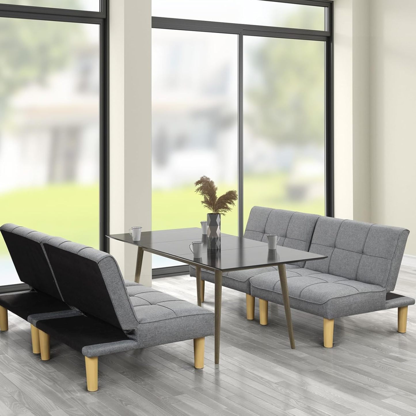 ! Sólo MXN$507 hoy KAIRUITUCH - Sofá cama convertible 3 en 1 para cama individual, sofá de futón con respaldo plegable ajustable, 2 piezas, futón pequeño para sala de estar, departamento