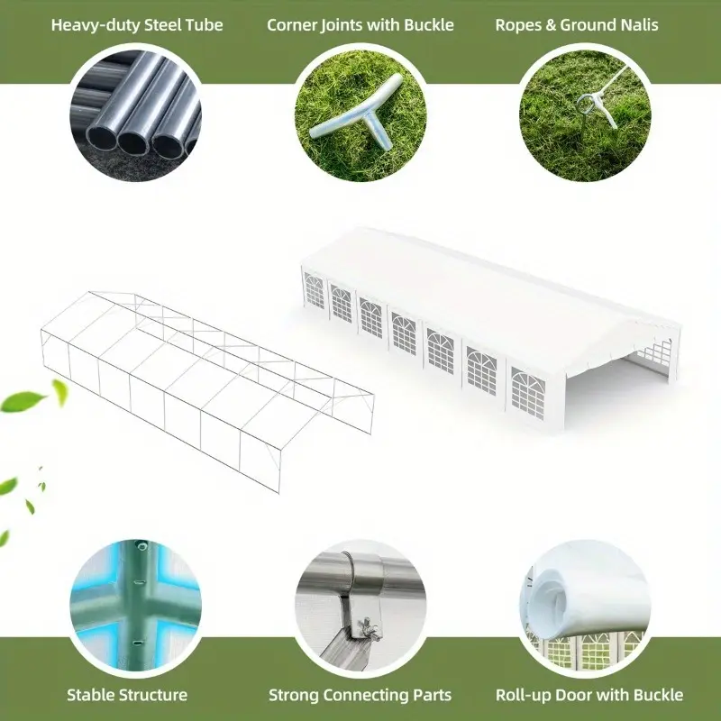 Carpa para fiestas al aire libre de alta resistencia de 20'x40'/50'/60', gran cenador para eventos con paredes laterales y paneles de ventana desmontables, bolsas de almacenamiento incluidas, ideal para bodas, barbacoas y festivales, color blanco.