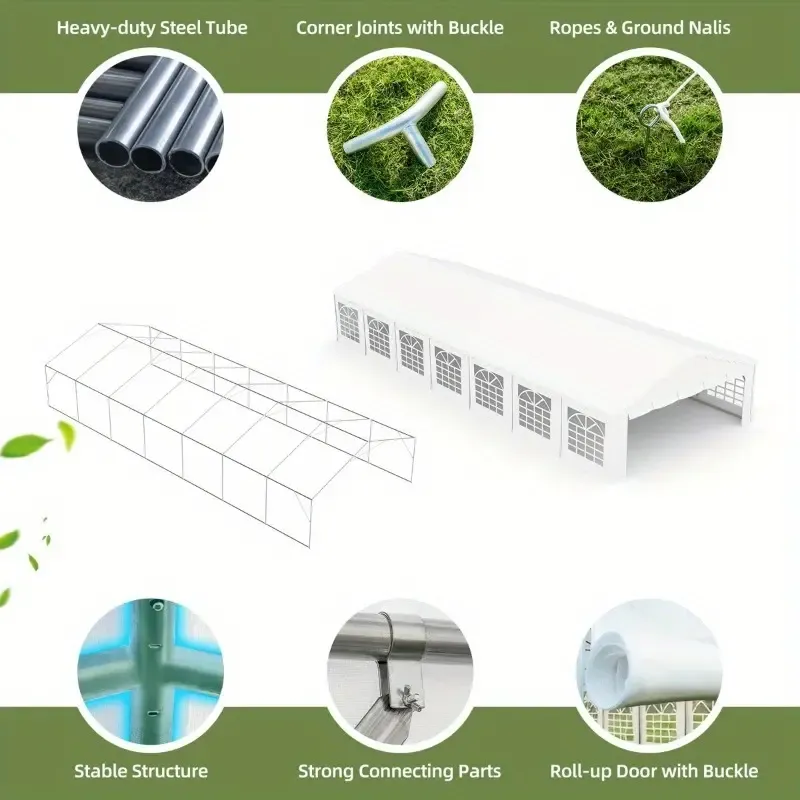 Carpa para fiestas al aire libre de alta resistencia de 20'x40'/50'/60', gran cenador para eventos con paredes laterales y paneles de ventana desmontables, bolsas de almacenamiento incluidas, ideal para bodas, barbacoas y festivales, color blanco.