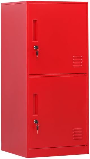 Casillero de almacenamiento vertical metálico de 2 puertas para habitación de niños, escuela, oficina, hogar, apilable, de acero, para juguetes y equipo deportivo, dispositivo antivuelco (2D,