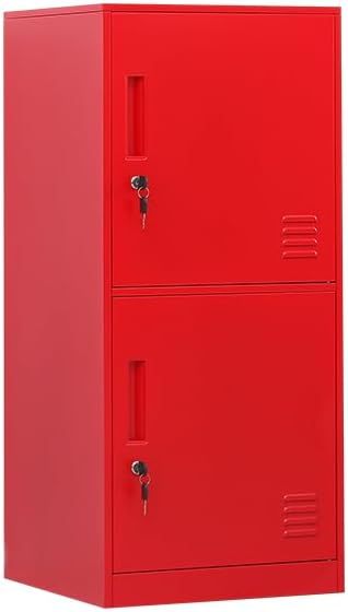 Casillero de almacenamiento vertical metálico de 2 puertas para habitación de niños, escuela, oficina, hogar, apilable, de acero, para juguetes y equipo deportivo, dispositivo antivuelco (2D,