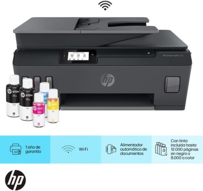 HP Impresora Multifuncional HP Smart Tank 530, Tinta Continua, Color, Wi-Fi, Dúplex (Doble Cara) Manual, ADF Alimentador Automático (4SB24A)