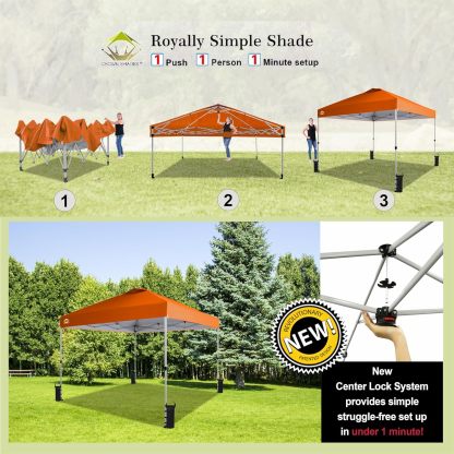 CROWN SHADES - Toldo desplegable para la Playa, fácil de armar, para el Aire Libre, Eventos, Fiestas, Campamento, Cubierta STO-N-Go, Parte Superior recubierta de Plata, 10 x 10 Pulgadas, Blanco