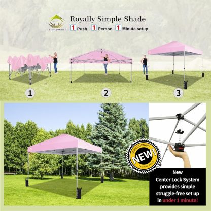CROWN SHADES - Toldo desplegable para la Playa, fácil de armar, para el Aire Libre, Eventos, Fiestas, Campamento, Cubierta STO-N-Go, Parte Superior recubierta de Plata, 10 x 10 Pulgadas, Blanco