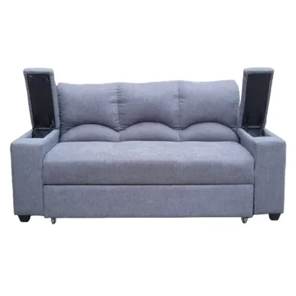 SOFA CAMA FUNCIONAL 2 PZ DECO LINO GRIS OSCURO