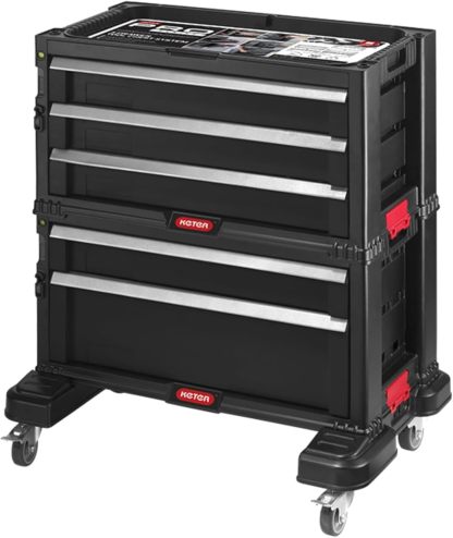 KETER Caja de Herramientas con 5 Cajones y Sistema de Bloqueo, Estructura Modular, Perfecto Organizador para Herramientas, Color Negro