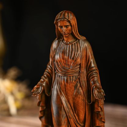 BGCOPPER - Estatua de madera de Virgen María, adorno de figura virgen católica, regalo religioso para decoración del hogar, Navidad, 8.6 pulgadas