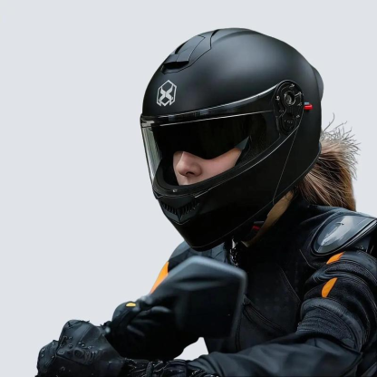 Mica Casco Abatible Moto Deportivo Dot Azul Oscuro Monocolor Certificado Doble Visera Antirrayas Antiruido Ventilación Completa Seguridad Profesional Negro Mate