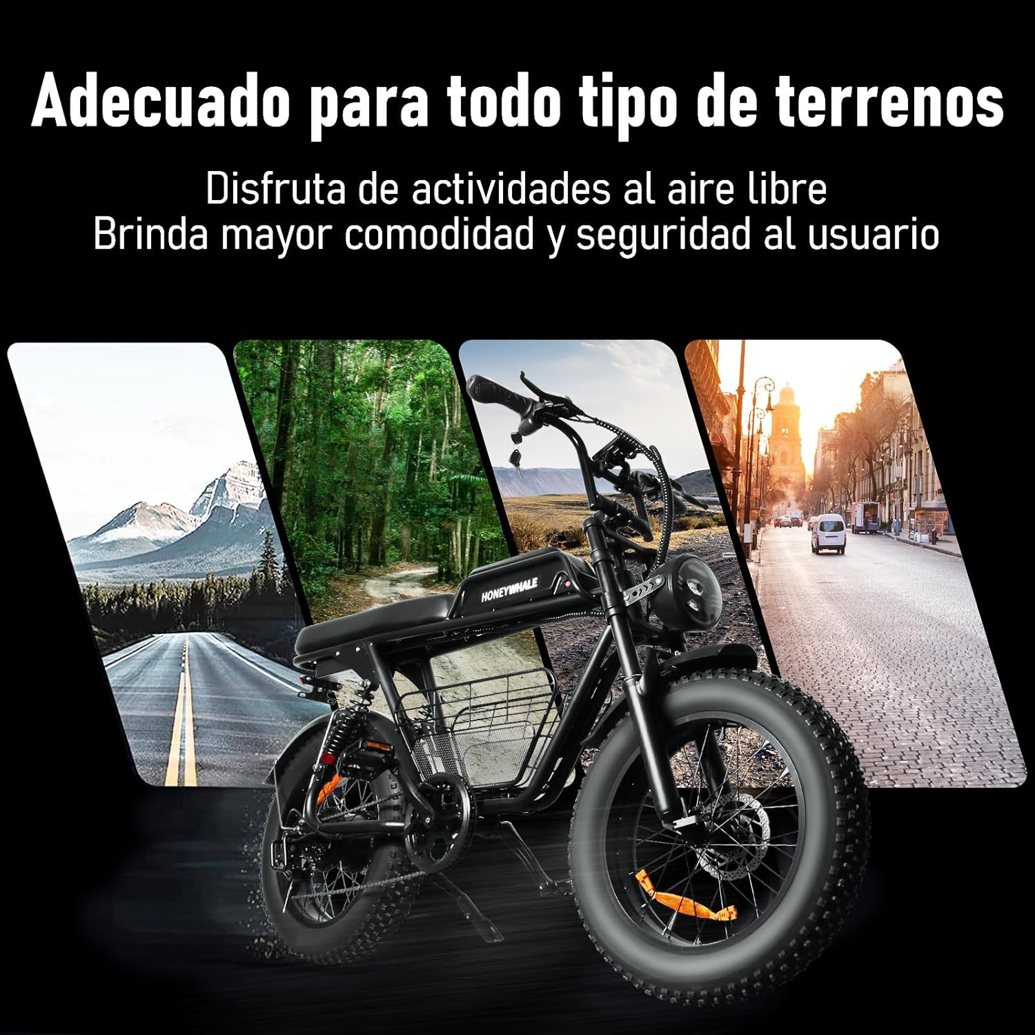 HONEYWHALE K7 Bicicleta Electrica para Adultos, Moto Bicicleta de Montaña de 7 Velocidades, Potencia del motor 1080 W, Velocidad Máxima 48KM/H, Batería (48V, 15AH), Autonomía 40-45KM
