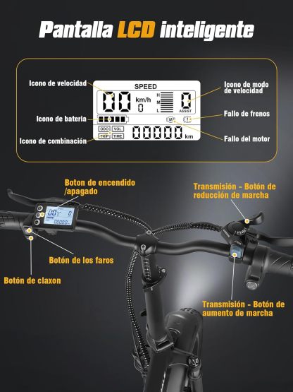 HONEYWHALE F6S Bicicleta Eléctrica Plegable para Adultos, Bicicleta de montaña de 7 Velocidades, Motor 900W-Max, Velocidad Máxima 45KM/H, Autonomía 50KM, Batería Extraíble (54.6V, 10.4AH)
