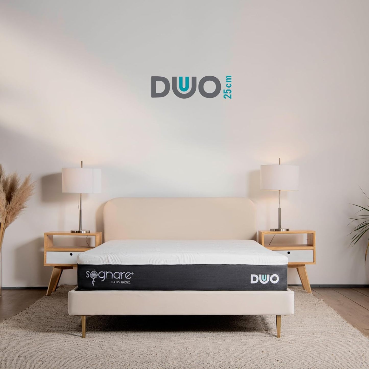 Sognare Duo 2.0 Colchón Tamaño Matrimonial Semi Firme Memory Foam, Funda Hipoalergénica Fácil de Limpiar. 100 Noches de Garantía.