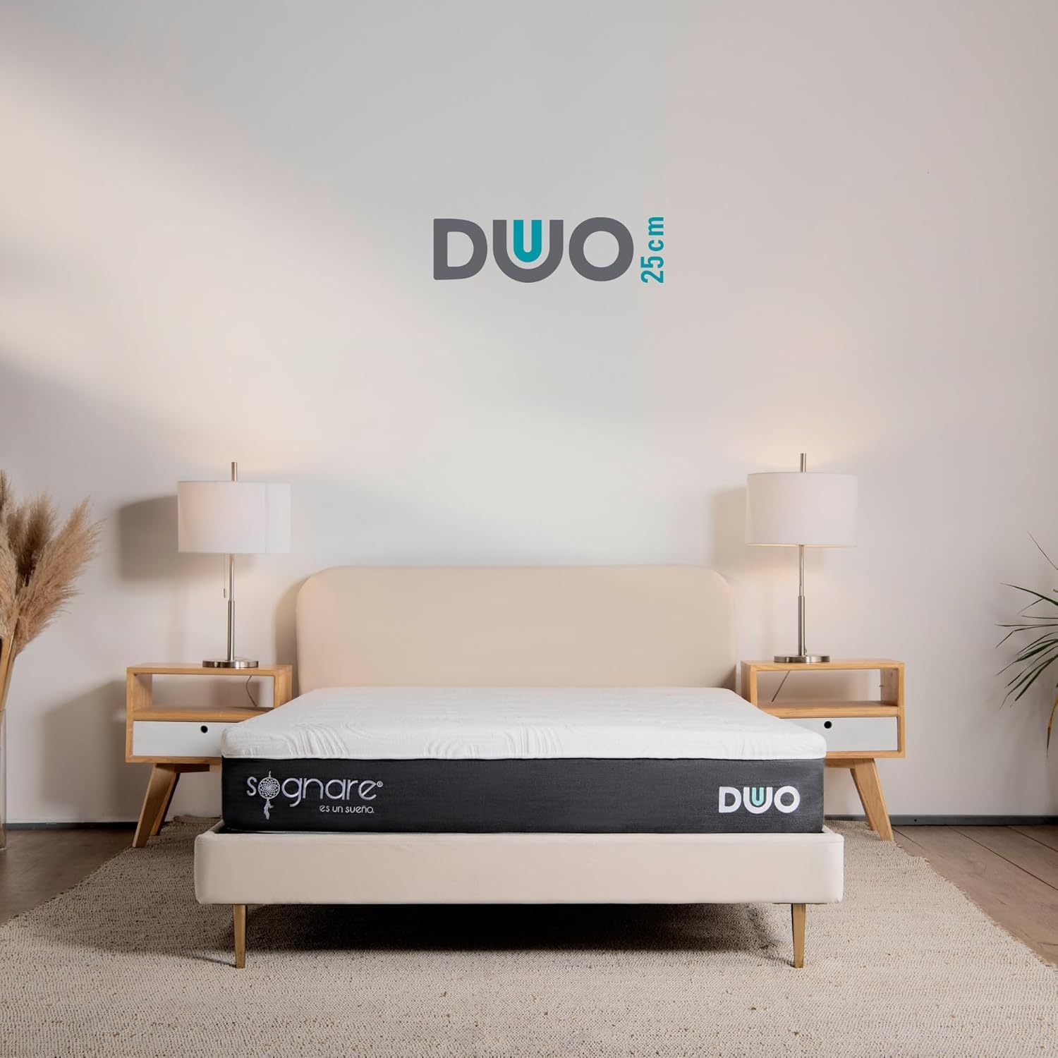Sognare Duo 2.0 Colchón Tamaño Matrimonial Semi Firme Memory Foam, Funda Hipoalergénica Fácil de Limpiar. 100 Noches de Garantía.