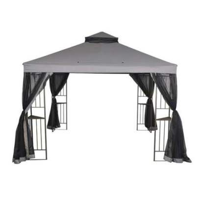 Toldo  Gazebo con Cortinas y Mosquitero Gris 3x3 m