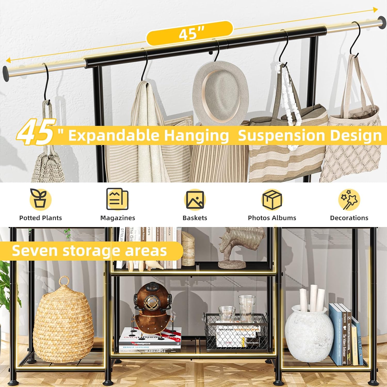 Simple Trending - Soporte para plantas de metal de 3 niveles para múltiples macetas, gran escalera, negro