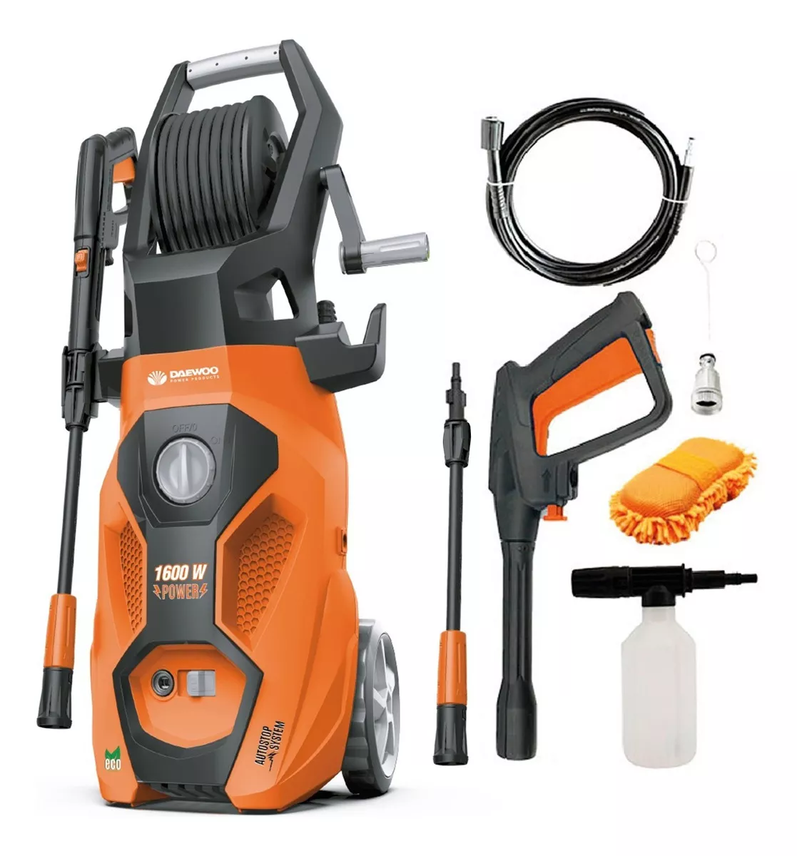 Hidrolavadora Eléctrica Daewoo 1600w 135bar 220v Accesorios Color Negro/Naranja Frecuencia 50Hz