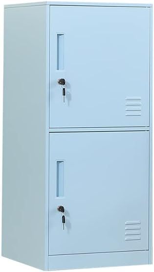 Casillero de almacenamiento vertical metálico de 2 puertas para habitación de niños, escuela, oficina, hogar, apilable, de acero, para juguetes y equipo deportivo, dispositivo antivuelco (2D,