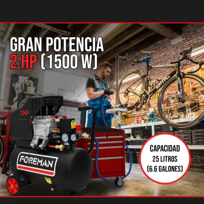 Compresor De Aire Eléctrico Portátil 25L 2.5hp Foreman FO25L