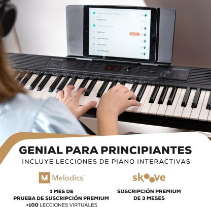 Alesis Melody 61 MK4 Teclado Piano Eléctrico para Principiantes con 61 Teclas, Altavoces, Soporte, Banqueta, Auriculares, 300 Sonidos y Lecciones de Música