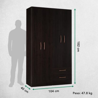Kingshouse | Ropero De 6 Puertas con 2 Cajones – Color Café – Barra para Colgar – Estructura MDP – Mueble Organizador De Ropa – Armario para Casa, Recámara y Hogar