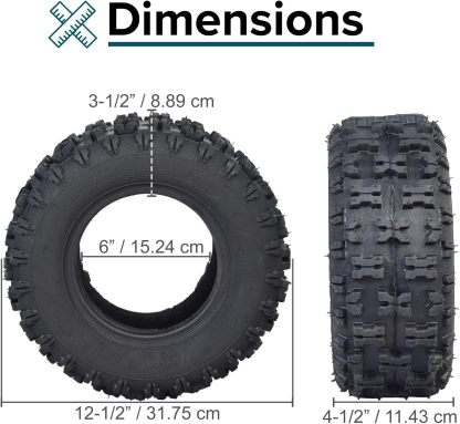 AlveyTech - Neumático de 13 x 5.00-6 con banda de rodadura Knobby Q129 para ATV, Go-Kart y Dune Buggy (juego de 4) - Neumáticos sin cámara de repuesto para quad, 4 ruedas y mini bicicletas como