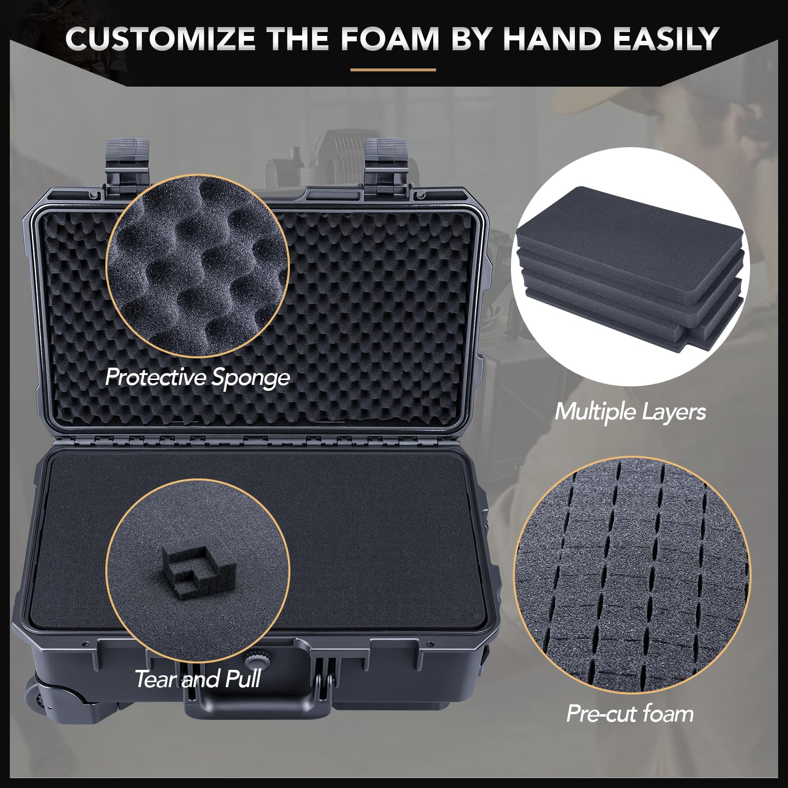 Lykus HC-3810 MaletÃ­n/Maleta/Estuche/Case Impermeable con Espuma, TamaÃ±o Interior 38x28x13.5 cm, Adecuado para CÃ¡mara RÃ©flex, Dron PequeÃ±o, VideocÃ¡mara, CÃ¡mara de AcciÃ³n y MÃ¡s