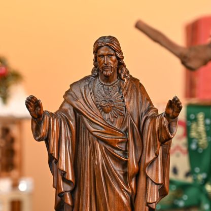 BGCOPPER - Estatua de madera de Virgen María, adorno de figura virgen católica, regalo religioso para decoración del hogar, Navidad, 8.6 pulgadas