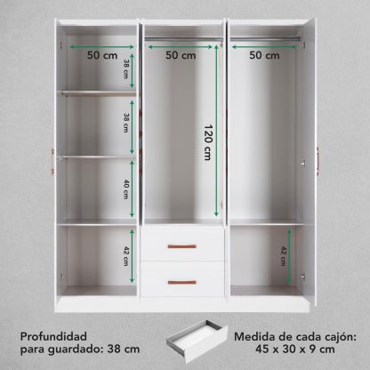 Kingshouse | Ropero De 6 Puertas con 2 Cajones – Color Café – Barra para Colgar – Estructura MDP – Mueble Organizador De Ropa – Armario para Casa, Recámara y Hogar