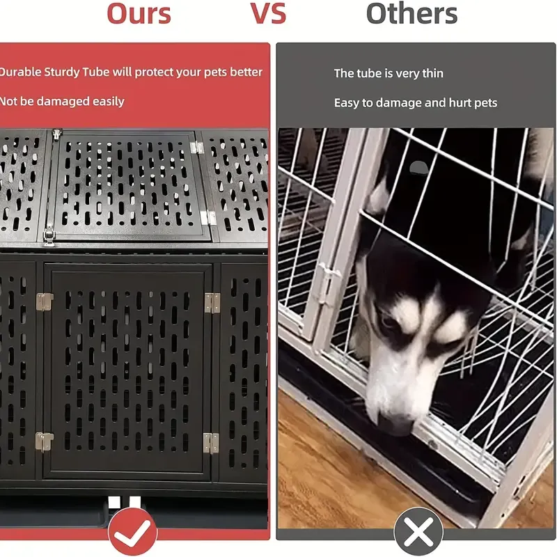 Jaula para perros de alta resistencia, jaula-kennel, techo grande, parque de juegos de metal resistente, adecuado para perros de tamaño grande y mediano, con cuatro cierres resistentes y cuatro ruedas bloqueables, 45 "/ negro