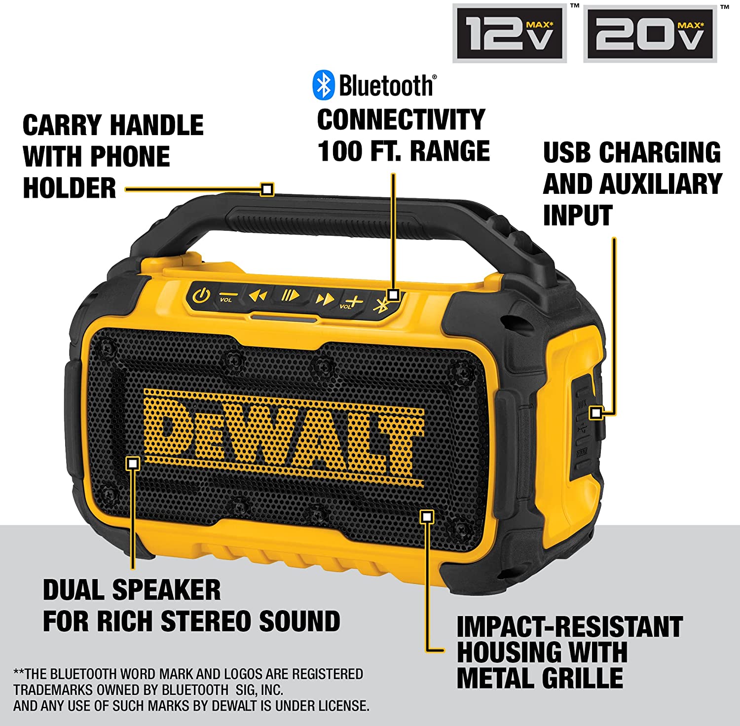 Dewalt Bocina Bluetooth Jobsite 12V/20V MAX DCR010