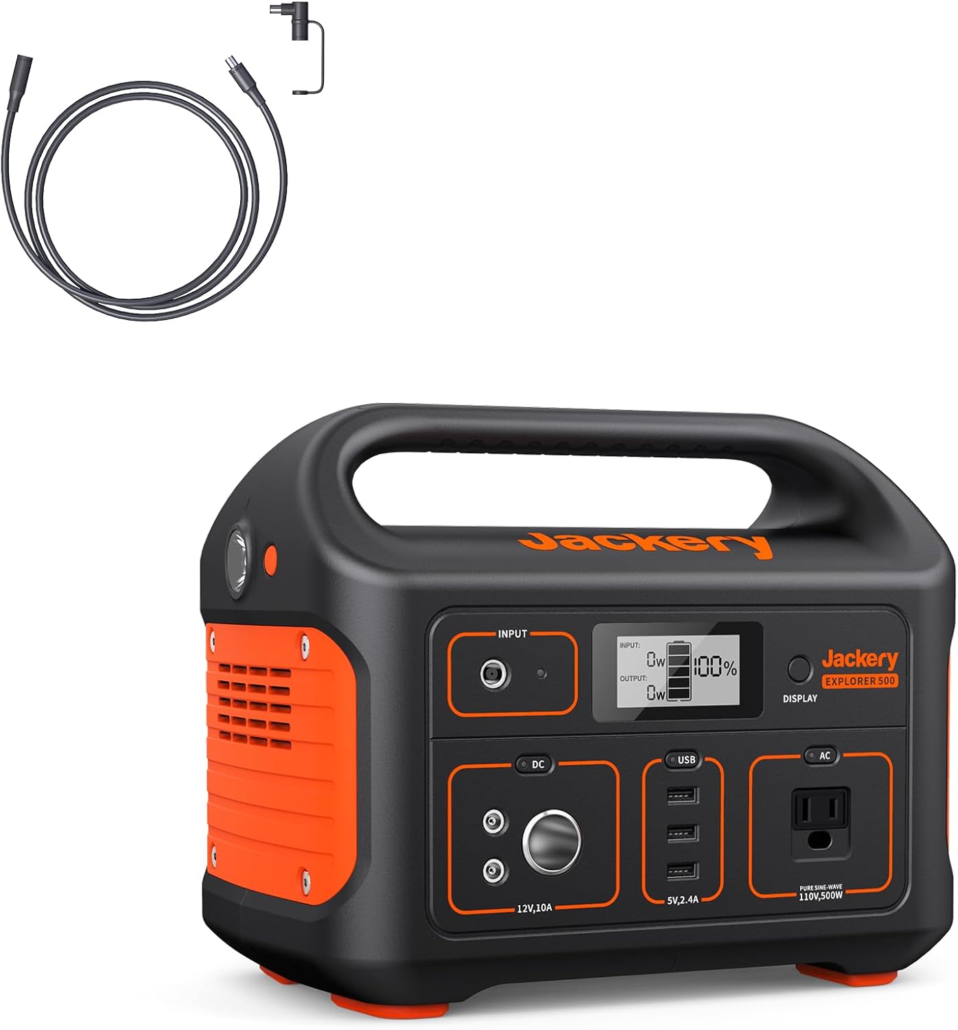 Jackery - Central de energÃ­a portÃ¡til Explorer 500, 518 Wh generador solar para exteriores, paquete de baterÃ­a de litio mÃ³vil con salida de CA de 110 V/500 W para uso domÃ©stico, respaldo de