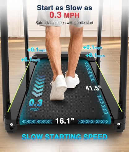 Redliro - Cinta de correr para caminar con pasamanos largos para equilibrio, mÃ¡quina de ejercicio de recuperaciÃ³n de fitness, plegable para uso domÃ©stico con soporte para telÃ©fono y taza