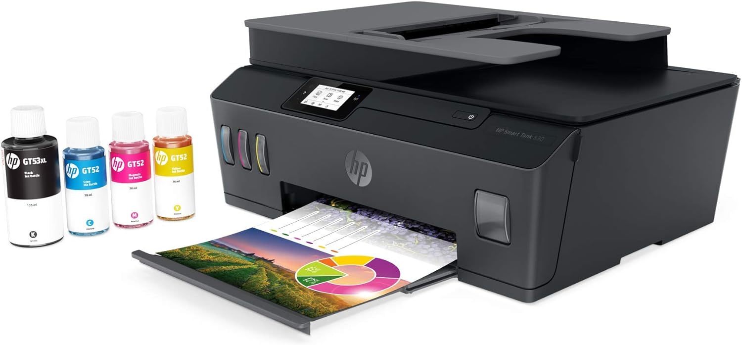 HP Impresora Multifuncional HP Smart Tank 530, Tinta Continua, Color, Wi-Fi, Dúplex (Doble Cara) Manual, ADF Alimentador Automático (4SB24A)
