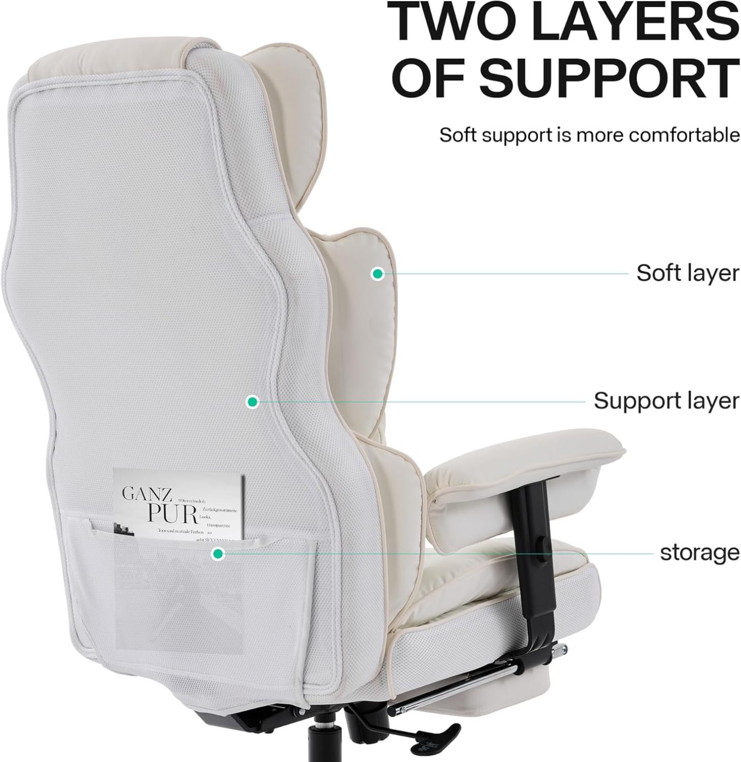 Gzagdecr - Silla de oficina grande y alta de 400 libras, silla de juego de piel sintético con respaldo alto, silla reclinable, silla de oficina ergonómica ejecutiva, soporte lumbar, silla de