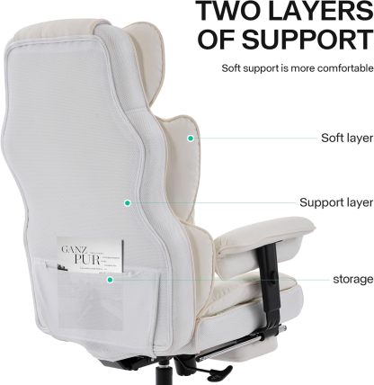 Gzagdecr - Silla de oficina grande y alta de 400 libras, silla de juego de piel sintético con respaldo alto, silla reclinable, silla de oficina ergonómica ejecutiva, soporte lumbar, silla de