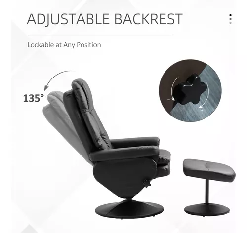 Homcom Sillón Reclinable Giratorio Con Otomana Piel Sintétic