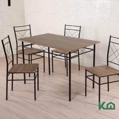 Kingshouse | Mesa de Comedor con 4 Sillas – Mesa de Madera MDF para 4 Personas – Estructura metálica – Moderna Minimalista – Juego de Mesa + 4 Sillas – Muebles para Cocina Restaurante y Cafeterías