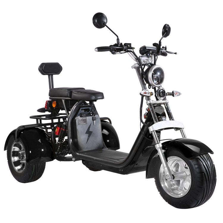 Patinete eléctrico para adultos de 3 ruedas, motocicleta eléctrica con asiento para pasajero