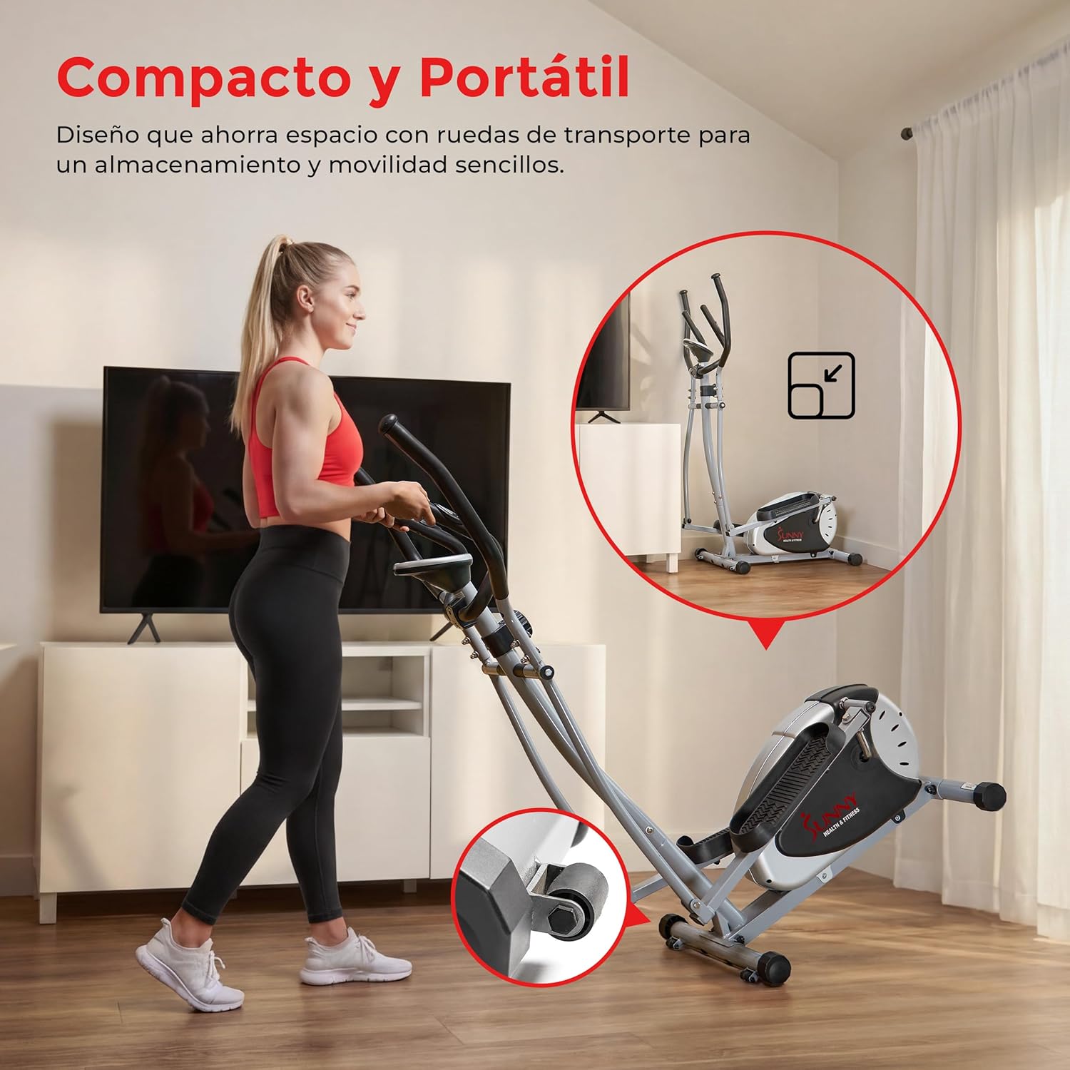 Sunny Health & Fitness Máquina Elíptica para el Hogar, Entrenador Cruzado de Cuerpo Completo con Resistencia Magnética Silenciosa, Cardio de Bajo Impacto, Bluetooth SunnyFit App Opcional