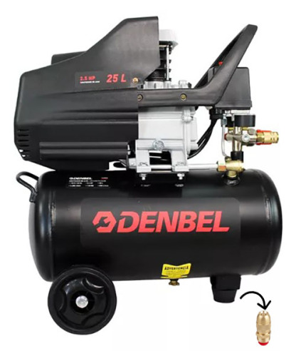 Compresor De Aire Eléctrico 2.5 HP Con Pistola De Gravedad 110v Tanque 25L Doble Salida de Aire Color Negro