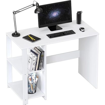 computadora para computadora con estantes, color blanco