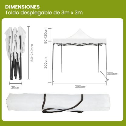 Carpa Plegable 3 x 3 m, Toldo de jardÃ­n Impermeable, Carpas para Exteriores Pergola,Cenadores para Jardin Fiesta Camping Playa
