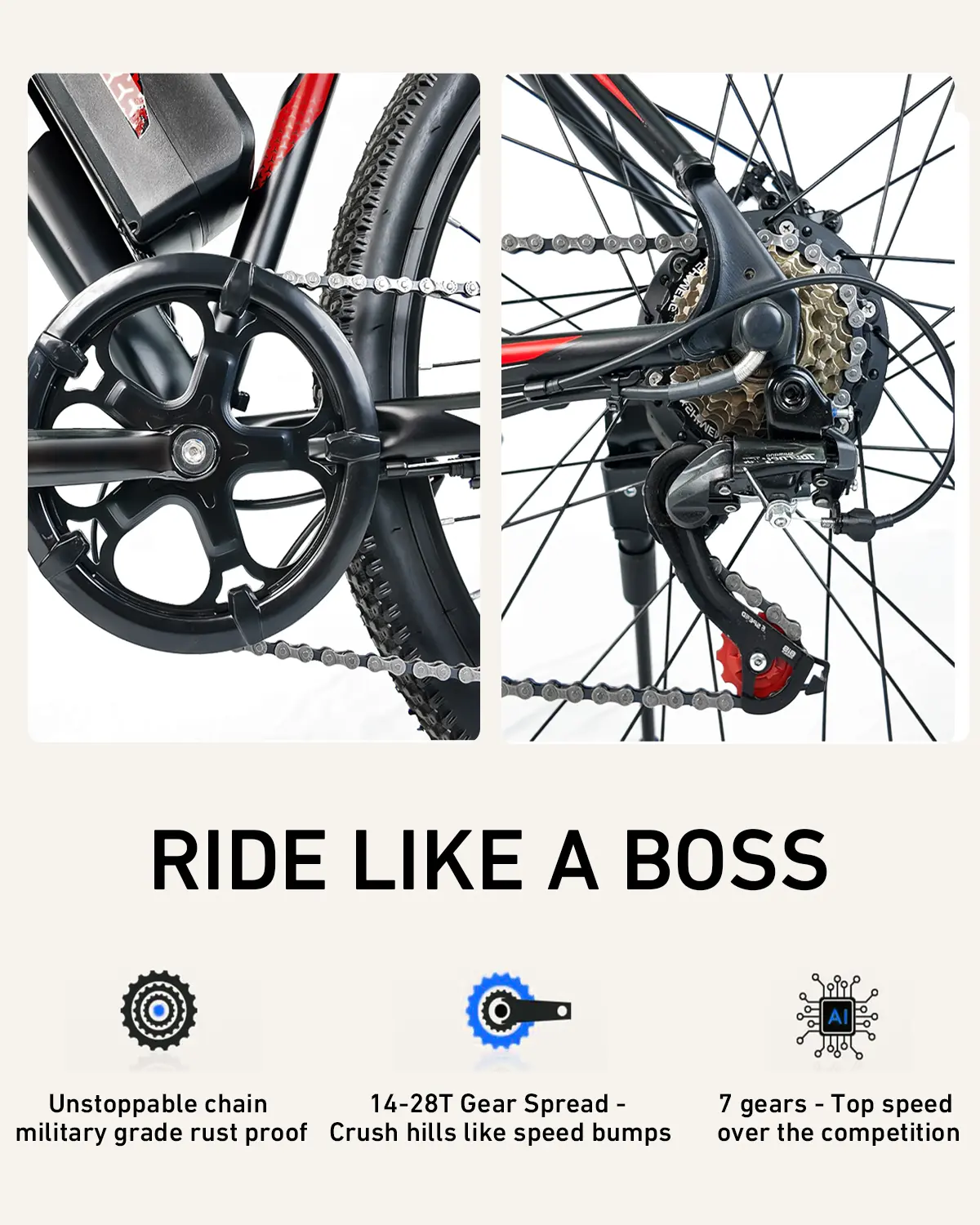 🔥Bicicleta Eléctrica de Montaña 26" para Adultos, Motor Potente 1500W, Velocidad Máxima 40 km/h, Autonomía 64 km, 7 Velocidades, Certificación UL, Bicicleta Eficiente para Desplazamientos y Aventuras