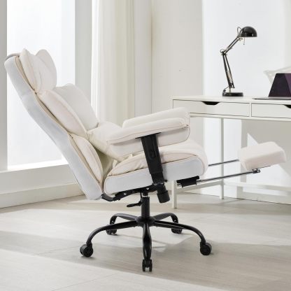 Gzagdecr - Silla de oficina grande y alta de 400 libras, silla de juego de piel sintético con respaldo alto, silla reclinable, silla de oficina ergonómica ejecutiva, soporte lumbar, silla de