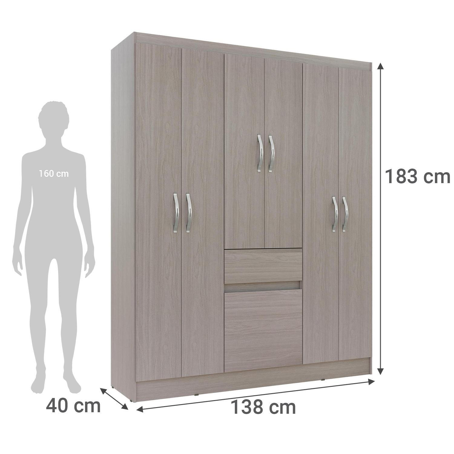 Clóset 6 Puerta(s) 1 Cajón(es) 1 Repisa(s) 138x183x40 cm Vainilla